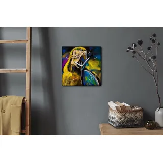 Coloray Hodiny Unikátní 30x30 cm Tiché hodiny Pro obývací pokoj a kuchyň Nástěnné hodiny Plátno Bílé ručičky hodin - Zahmer Parrot - Weiß