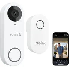 Reolink 5MP Video-Türklingel Wi-Fi Kamera mit Chime, 3:4 Kopf-zu-Fuß-Ansicht, 180° Blick, 5/2,4GHz WLAN, 2-Wege-Audio, Personen-/Paketerkennung, wasserdicht, Smart-Alarme, funktioniert mit Reolink NVR