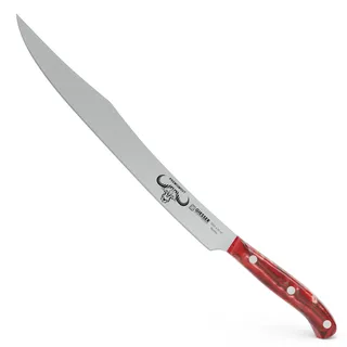 Giesser seit 1776 - Made in Germany - Tranchiermesser 31 cm Red Diamond, PremiumCut Slicer No 1, Schinkenmesser, Acryl, rot, rostfrei, deutsches Grillmesser scharf