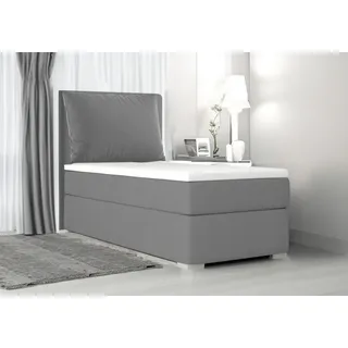 Boxspringbett, Kinderbett SUZI MINI +Topper T25 Jugendbett Federkern , 80x200 cm ,(Dunkelgrau: ITAKA 14) - Dunkelgrau