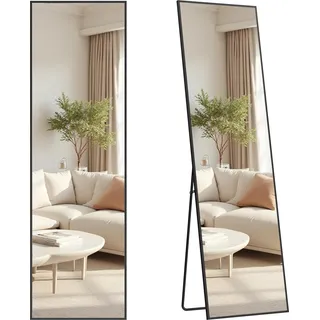 SONGMICS Ganzkörperspiegel, Spiegel rechteckig, stehend oder wandmontiert, für Wohnzimmer, Schlafzimmer, 150 x 40 cm, schwarz - Schwarz