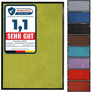 Floordirekt Schmutzfangmatte Monochrom | Fussmatte in 10 Größen & 8 Farben | Türmatte für innen & außen (90 x 150 cm, Limone)