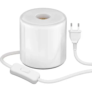 ledscom.de Tischlampe TIPO, Schalter, Porzellan, weiß, 1x E27 max. 300W