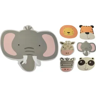 Koopmann International 12x Platzset 40cm für Kinder verschiedene Designs Wildtiere Elefant Löwe Zebra - Schwarz