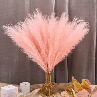 Ibenzoa® Künstliches Pampasgras – 30 Stück rosa Pampasgras-Plumen, pflegefreie Trockenblumen für Boho-Deko, Stiele aus Eisendraht & hochwertiger Seidenstoff - Rosa