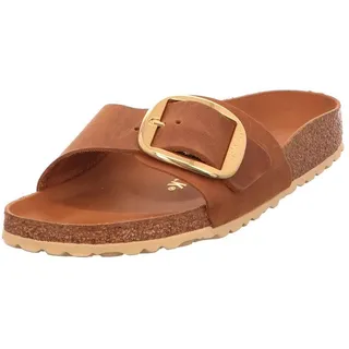 Birkenstock Damen. 1006525 Ledersandalen Madrid Big Buckle braun (39), Wohnung, Keine, Lässig