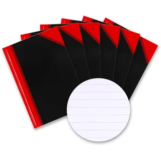 Bantex Notizbuch A6 liniert, 192 Seiten, 70 g/m2, Hardcover, schwarz, 6 Stück