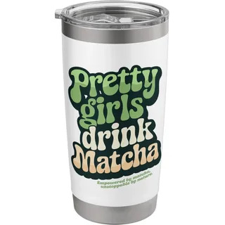 "Pretty Girls Drink Matcha", Retro 60er 70er Grüner Tea Doppelwandiger Edelstahl-Thermobecher