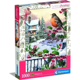 Clementoni Robin and Holly Bushes - Puzzle 1000 Teile Erwachsene - Puzzle Erwachsene in 70 x 50 cm - Puzzle Weihnachten von Clementoni 81501