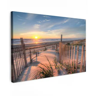MuchoWow Leinwandbild Strand - Meer - Düne - Sonnenuntergang - Landschaft XXL 150x100 cm , Beige , Textil , Kiefer , Rechteckig , 150x100 cm , FSC 100% , gerahmt , Bilder & Rahmen, Bilder, Leinwandbilder