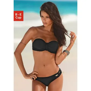 Buffalo Bügel-Bandeau-Bikini trendiger Look, mit abnehmbaren Trägern, mit geflochtenen Details, schwarz
