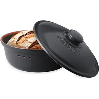 RÖMERTOPF Brottopf Rund Ø 30cm - Brotkasten Schwarz aus Keramik - Atmungsaktiver Tontopf für langanhaltende Frische von Brot und Brötchen