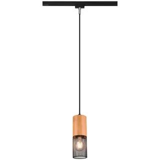 Trio Leuchten Schienensystem-Hängeleuchte , Schwarz , Holz, Metall , 180 cm , Lampen & Leuchten, Innenbeleuchtung, Schienensysteme