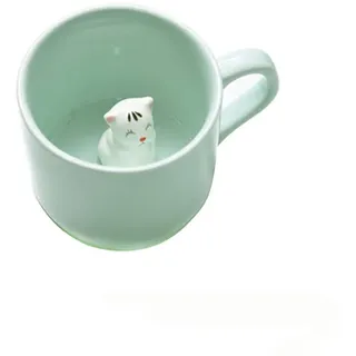 BigNoseDeer Kaffee-Milch-Tee-Keramik-Becher - 3D Tier-Morgen-Schale beste Geschenk Für Morgengetränk und Hochzeiten, Geburtstage, Vatertag (Katze)