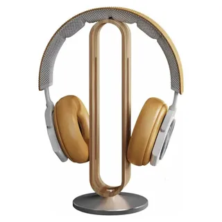 Eleganter Bambus-Kopfhörerständer mit stabilem Aluminiumfuß – Praktische Halterung für On- und Over-Ear Gaming-Kopfhörer - Braun