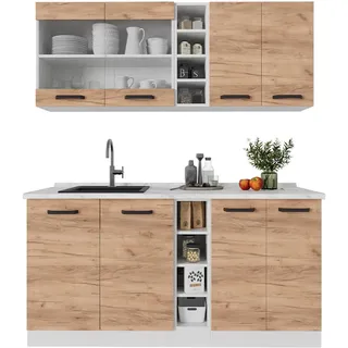 Vicco Küchenzeile R-Line 160 cm Eiche/Weiß