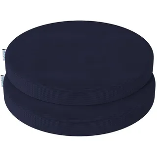 PRIMEPATIO Rund Stuhlkissen 40x40x5cm, 2er Set, Blau | Hochdichte Schaumstoff-Sitzauflage mit waschbarem Bezug für Küchenstuhl und Gartenstuhl, geeignet für Indoor und Outdoor