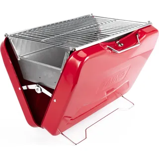 TAINO MOX Holzkohlegrill BBQ Koffergrill Camping-Grill Kohlegrill Retro-Stil klappbar Griller tragbar mobil Rot - Rot