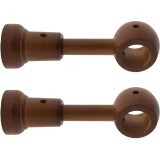 GIRASOLE HOME Verstellbare lange Halterung 140-160 mm aus Holz für Stangen mit einem Durchmesser von bis zu 28 mm, 2 Stück (Walnuss)