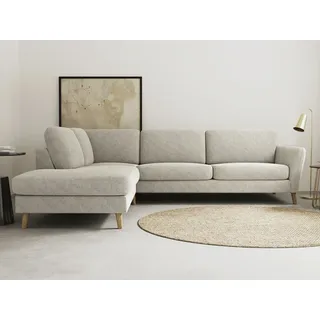Home Affaire Ecksofa »MARSEILLE 278/202 cm, L-Form, Ottom. rechts/links, verschiedene Bezüge« Massivholzbeine Eiche, Landhausstil, Wellenunterfederung grau