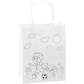 K3T 80011 Geschenk-/Ausmaltüten "Fußball", 3er Packung, Größe: Mittel (HxBxT 23 x 18 x 10 cm)