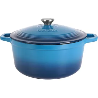 VeoHome Gusseisentopf 6L | Bräter | Gusseisen Topf Blau - Schmortopf |Bratentopf | Bratpfanne | Kochtopf| Schmor- oder Bratgerichte Eintopf, Brotbacken| Dutch Oven|Backofengeeignet| Emaille