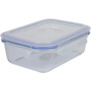 axentia Frischhaltedose aus Glas, klar/blau, ca. 1 l