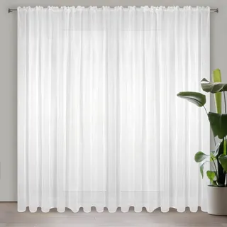 Eurofirany Lucy Voile-Vorhang Kräuselband 400 x 270 cm Weiß