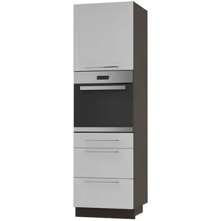 Feldmann-Wohnen Backofen-Hochschrank Kvantum D14/Ru/3A Weiß Matt / Lava Matt 60 / 59 / 207cm , Metall , Rechteckig , 60x207x59 cm , Küchen, Küchenmöbel, Küchenschränke, Geräteumbauschränke