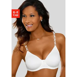 T-Shirt-BH NUANCE, Damen, Gr. 85, Cup E, beige (creme), Microtouch, Obermaterial: 70% Polyamid, 20% Elasthan, 10% Polyester, BHs T-Shirt-BH, mit Bügel, ohne Schale mit transparenten Stickerei Trägern, Dessous