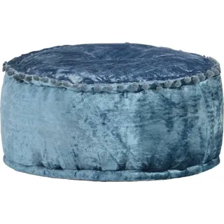 SYFAXTM Pouf Rund Samt 40x20 cm Blau - Blau