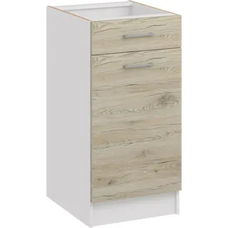 Roe Furniture | Küchenunterschrank 40 cm - Eiche Bordeaux - Braun - 1 Schubladen - 1 Tür - Ohne Arbeitsplatte - Unterschränke Küche - Küche - DS41 - Braun