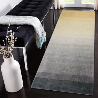 Siunwdiy Extra Langer Teppich Läufer Flur Küche rutschfest Waschbar Gelb Grau Farbverlauf Teppichläufer Korridor Teppich Küchenläufer Lang 60x300cm Flurteppich Küchenteppich Meterware Anpassbar