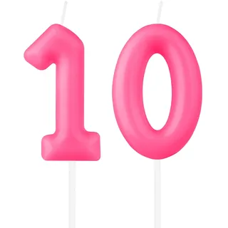 Macaron-Zahlen-Geburtstagskerzen, Hot Pink zum 10. Geburtstag, Macaron-Kerze für Kuchen, Macaron-Kuchenkerzen, Kuchendekoration für Mädchen und Jungen, Dekoration zum 10. Geburtstag, Partyzubehör