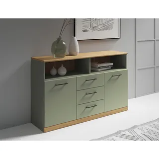 OTTO home Ribe Sideboard 130 cm 80 cm Salbei/Eiche Massivholz