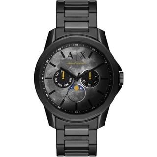 Giorgio Armani Armani Exchange Herrenuhr , QuarzMultifunktionswerk, 44MM Schwarzes Edelstahlgehäuse mit Edelstahlarmband, AX1738