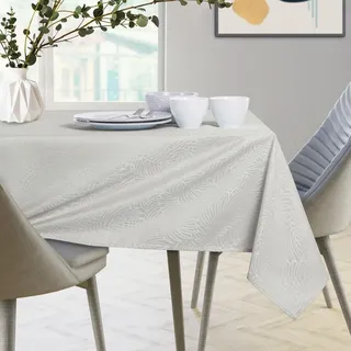 Tischwäsche mit Lotuseffekt Motiv Blätter abwaschbar 110 cm rund - creme - Creme