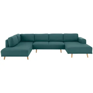Home Affaire Wohnlandschaft "Lasse U-Form", im scandinavischem Stil mit Holzfüßen, petrol