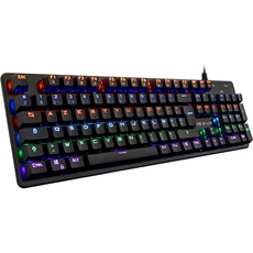 The G-Lab Keyz Carbon V3 Mechanische Gaming-Tastatur Layout amerikanisch- Blue Switch Hohe Anschlagsqualität - Gaming-Tastatur Mehrfarbige LED-Hintergrundbeleuchtung, Total Anti-Ghosting