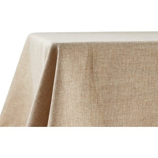 Decomira Tischdecke wasserabweisend Leinen-Optik | Fleckschutz, abwaschbar | Garten-Tischdecke Outdoor, Tischtuch Esstisch | Natur Beige - 90x90 cm