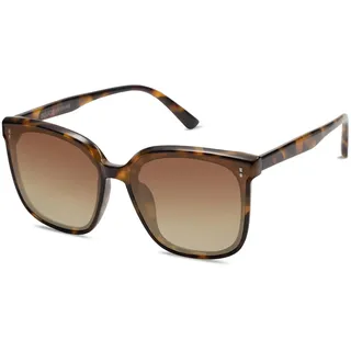 SOJOS Sonnenbrille Herren Damen Verspiegelt, Retro Vintage Groß Eckig Coole Klassisch Rechteckig UV400 Schutz Unisex Brille SJ2157,Braun/Gradient Grau