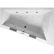 RIHO Doppio Badewanne, asymmetrisch, mit Joy-System, 2-Sitzer, 180x130x48cm, 315 Liter, weiß, B03, Ausführung: Version links