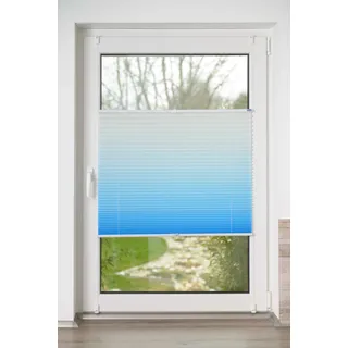 K-HOME Plissee Farbverlauf Sunrise 120 x 130 cm hellblau/weiß