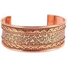 Touchstone Copper Armband tibetischen Stil. Hand geschmiedet mit soliden und hohen Gauge reinem Kupfer. Schöne geprägte Design.