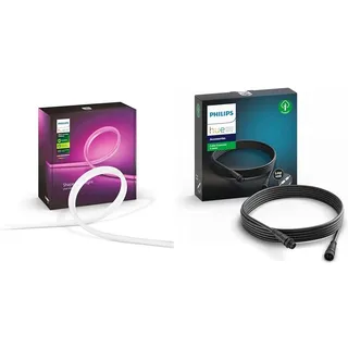 Philips Hue White & Color Ambiance Outdoor Lightstrip 2m 684lm, dimmbar & Niedervolt-Verlängerungskabel, für alle Hue Niedervolt Aussenleuchten, 5m