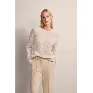 bugatti Rundhalspullover mit Zopfmuster, beige