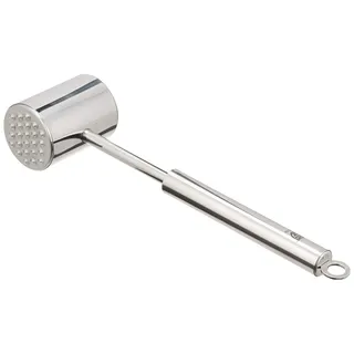 GRÄWE Fleischhammer aus Edelstahl, doppelseitig, Fleischklopfer mit Zwei Bearbeitungsflächen inkl. glatter und genoppter Fläche, 28 cm
