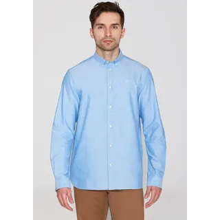 KnowledgeCotton Apparel Langarmhemd »HARALD« mit Button-Down-Kragen, blau