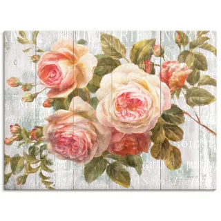 Artland Wandbild »Vintage Rosen auf Holz« Blumen 1 Stk. tlg. als Leinwandbild, Poster, Wandaufkleber in verschied. Größen, pink