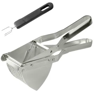 Fackelmann 9932450 Kartoffelstampfer, Kartoffelstampfer, Kartoffelstampfer, Edelstahl, Kunststoff, Silber, Schwarz/Silber, 29 x 10 x 8,5 cm